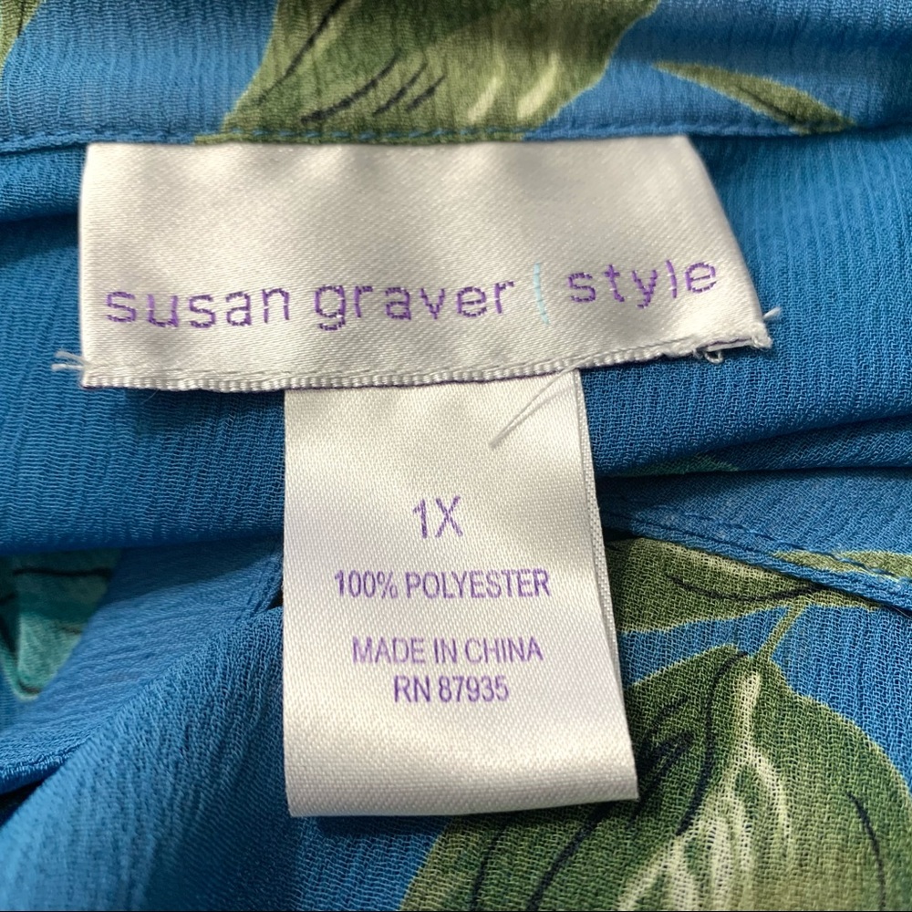 Beautiful Susan Graver Duster Tunic Top Sz 1X Blue - Picture 7 of 8